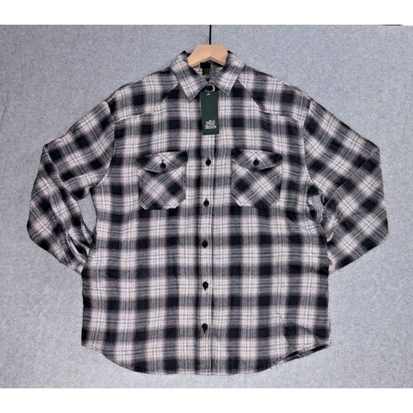 wild fable Tops - Wild Fable Oversized Flannel Shirt in Black Plaid w/ Pockets - Women's L